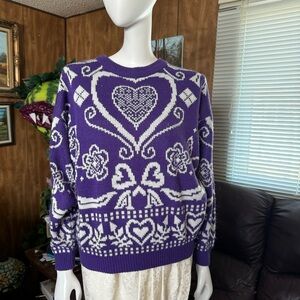Vintage Cottagecore Grannycore Heart Sweater